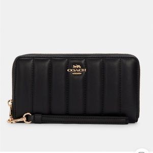 Coach long zip around wallet with quilting